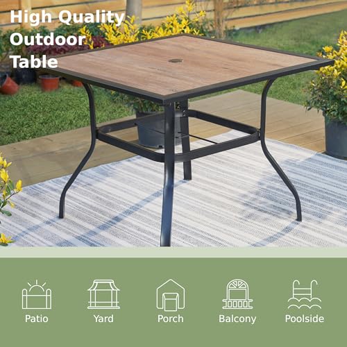 Image of PHI VILLA 37 inch Patio Table for 4, Metal Table w /Polywood Top