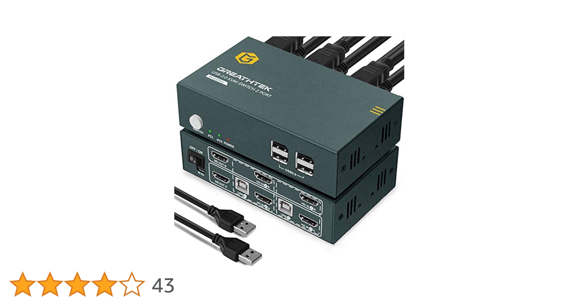 60Hz 4K 2-port USB KVM HDMIスイッチボックス AV Access KVM Switch 2 PC 2 monitory, 4K 60 Hz, 2K @ 144 Hz