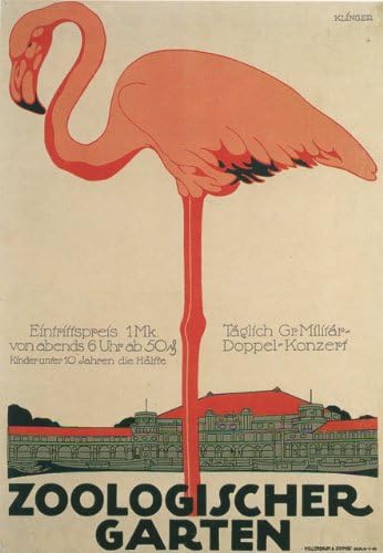 "Zooligischer Garten" Flamingo Poster Reprint 24x36