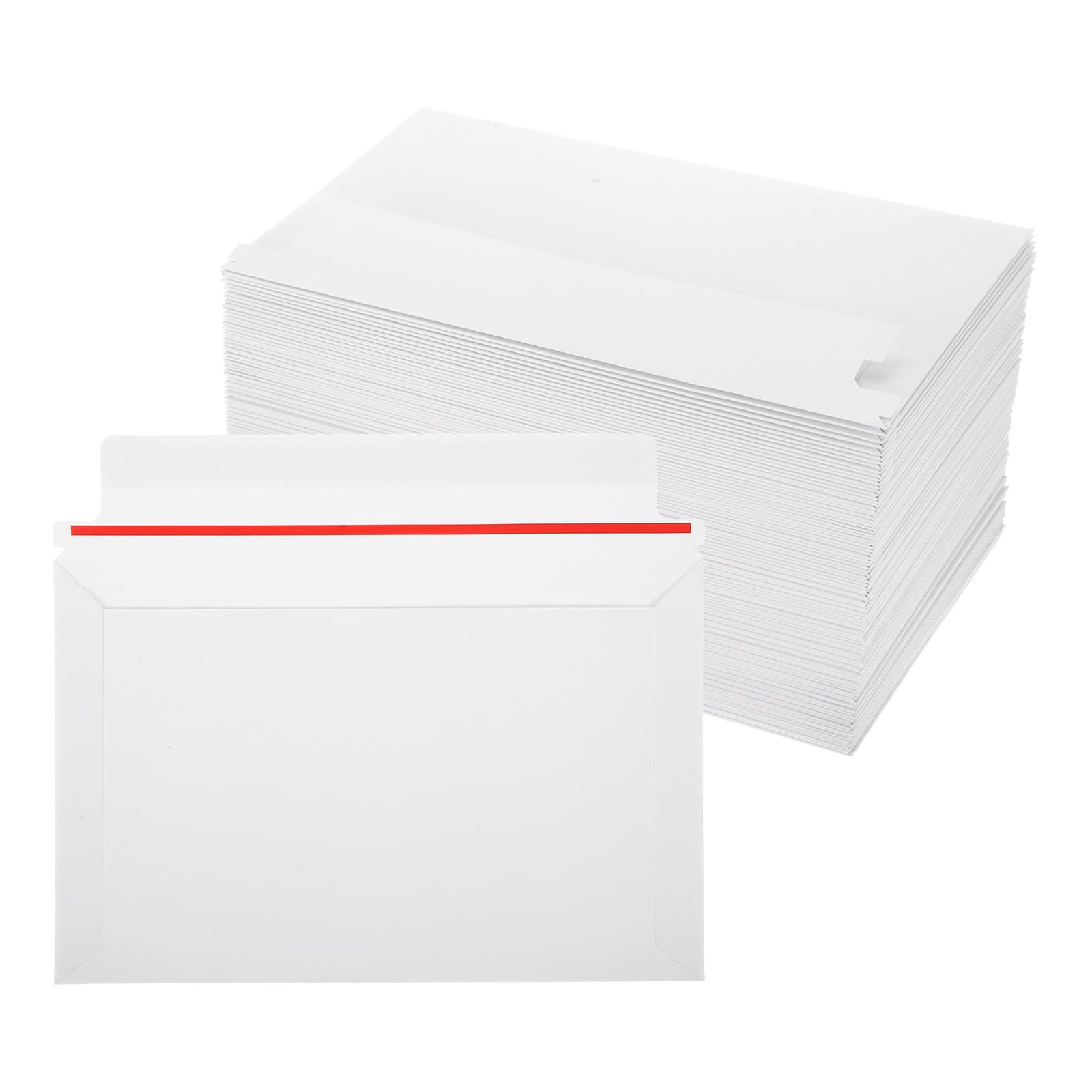 PATIKIL Lot de 100 enveloppes rigides en carton (25,4 x 16,3 cm, blanches) avec fermeture autocollante pour CD/photos/documents/images/papiers/fichiers
