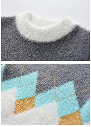 Kids Winter Sweater Plaid Pullover Knitted Toddler Casual Knitwear Sweaters3