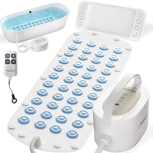 Pedkoct Upgraded Heated Bubble Bath Mat - Warm Air Bubble Massage Mat for Bathtub Quiet Motor System with Remote Control Portable Kit for Luxury Home Spa Experience