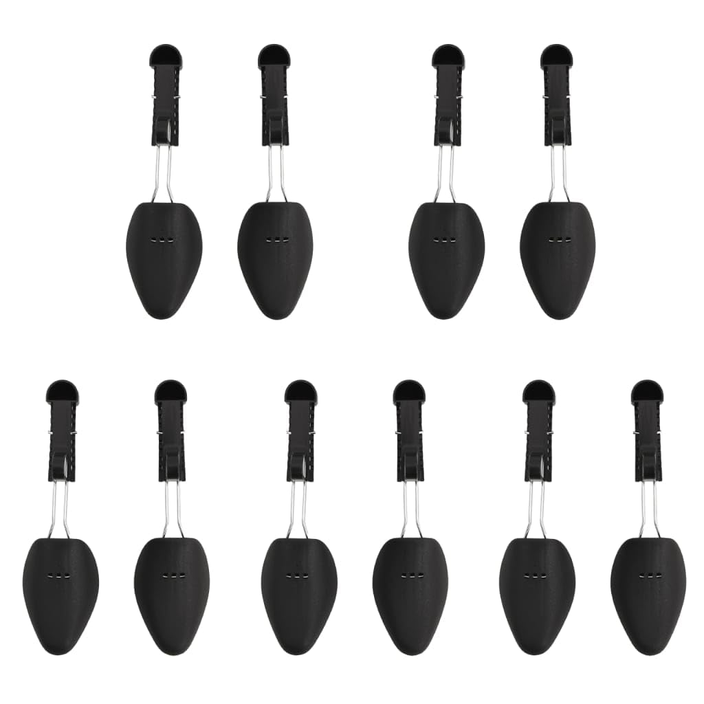 5 pares de hormas para zapatos, color negro, plástico y hierro, expansores para zapatos EU 38-44, moldeador de zapatos con longitud ajustable, tensor de botas versátil, sin arrugas