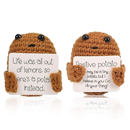 Positive Kartoffel Strickpuppen - 2 Stück Emotionale Support Geschenk