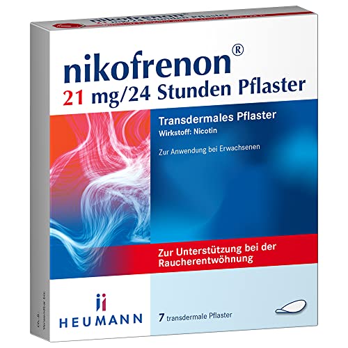 nikofrenon 21 mg/24 Stunden Pflaster - Nikotin-Pflaster zur Unterstützung der Raucherentwöhnung, mindert Entzugserscheinungen bei Nikotin-Abhängigkeit, transdermale Pflaster, 24h Wirkung, 7 St