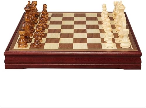 ROLTIN Juego de ajedrez de madera clásico tablero de ajedrez de madera y piezas de madera para adultos y niños