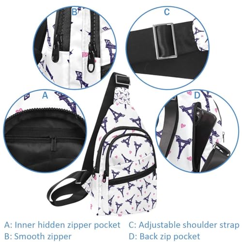 Bolso bandolera de la Torre Eiffel de París: mochila cruzada multicolor para senderismo 4