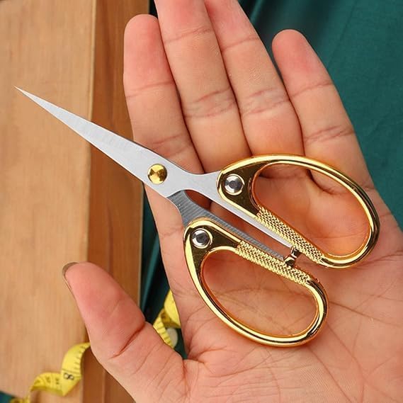 CEPLO Golden Handle Scissors for Cutting Clothes and Fabrics Brass Handle Multipurpose Scissor,DIY Crafts Precision Sharp Blades for Smooth Cuts and Durable Performance 3