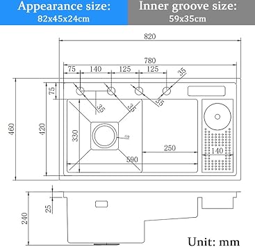 Stepped Kitchen Sink With 3-in-1 Waterfall Faucet Black Nano Stainless Steel RV Sink Multifunctional Single Bowl Bar Sink Complete Accessories