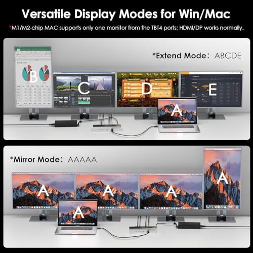 Image of WAVLINK Thunderbolt 4 Dock with 100W Charging, Displaylink Docking Station Quad 4K@60Hz Monitor,3 Thunderbolt 4 Ports, 2.5G Ethernet, Thunderbolt Dock for Mac M1-M4 and PC,Displaylink Driver Required