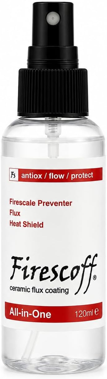 Firescoff Nano-Ceramic Spray Flux Jewelry Soldering Protector 4 oz / 120 ml, Heat Activated Ceramic Coating for Gold, Silver, Copper, Brass, Bronze & Argentium, Made in USA