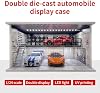 Vitrina para autos de colección a escala 1:24 con escena de estacionamiento para coleccionistas de Jada y Lego, garaje en miniatura para autos deportivos de aleación con luces USB y cubierta acrílica, 4 espacios de estacionamiento 6