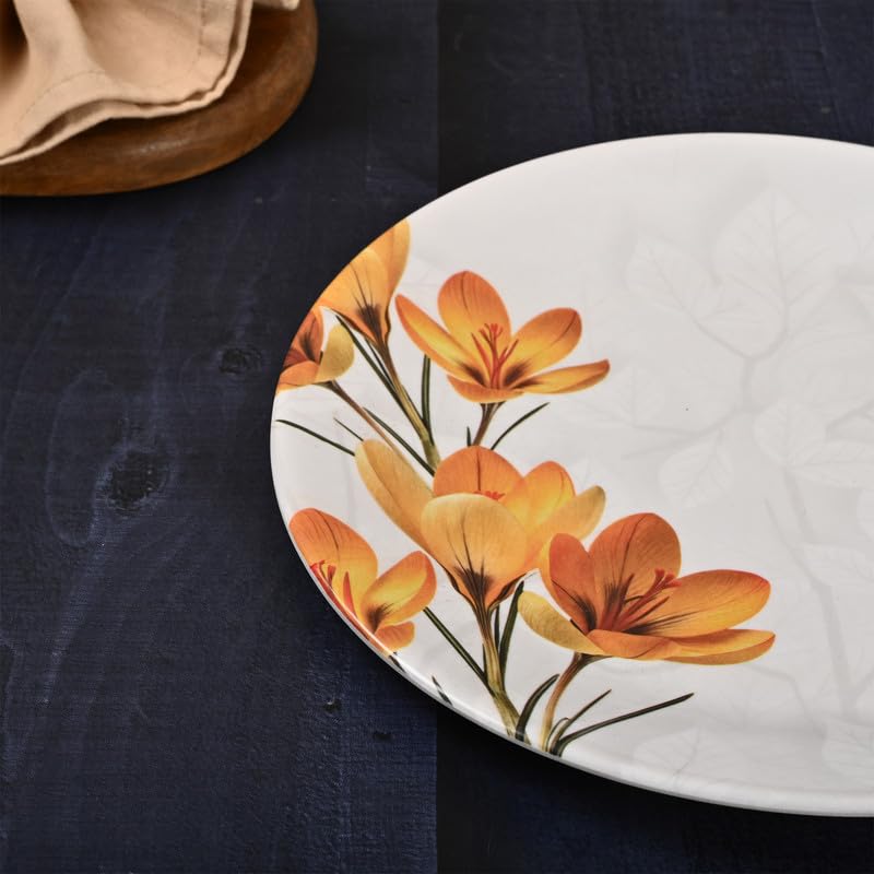 Image of Golden Fish Melamine Dinner Plates Set of 6 for Serving - Full Size, Curved, Vintage Design, Break Resistant for Home, Kitchen, Restaurant, Party (11 inch)