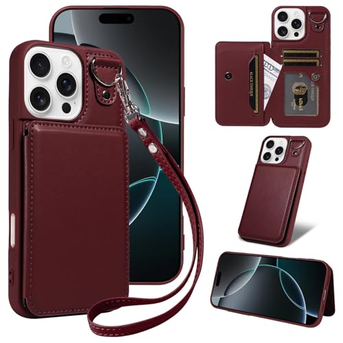 RuimoTuiko IPhone11�Ή� �E�H���b�g�P�[�X PU+TPU�f�� �J�[�h�X���b�g4�� �X�^���h�@�\�t�� ���O���\�ȃ��X�g�X�g���b�v �V���v���X�^�C�� D�����O �ϏՌ� �����h�~ �����h�~ �w��h�~ �J�����ی� �؍� �ϋv�� ����~�� �S