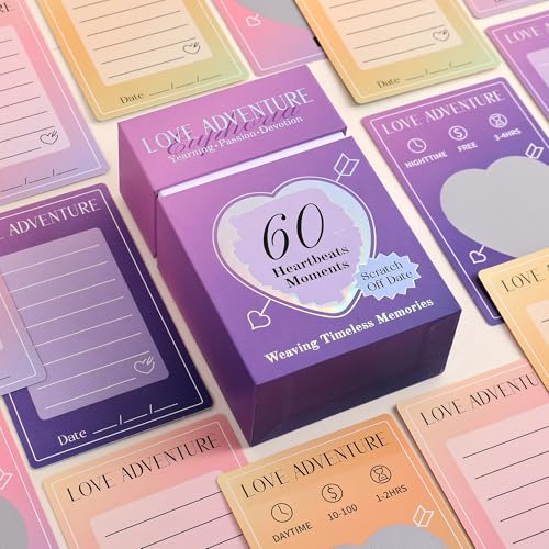 60 Date Ideas Card Games for Couples - Unique Date Deck Scratch Off Cards, Great Couples Gifts for Boyfriend Girlfriend, Romantic Wedding Anniversaries Newlywed Gifts for Husband Wife Bridal Shower