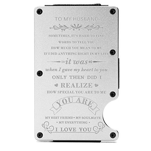 Personalized Engraved Aluminum Front Pocket Metal Money Clip Wallet For Husband From Wife - Slim Minimalist Rfid Blocking Credit Card Holder For Men - Christmas Birthday Anniversary Valentines Day #TOP1