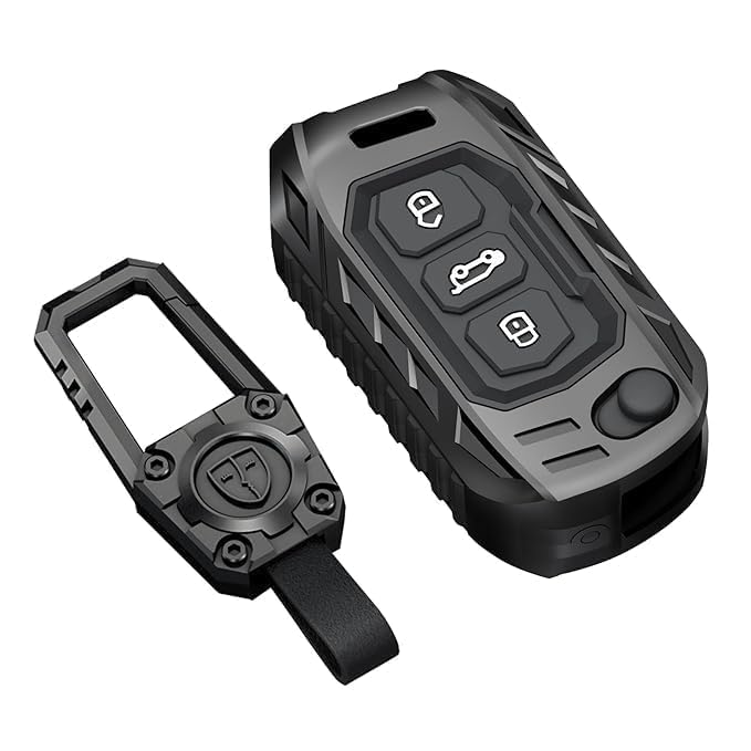 Image of Car Key Cover Compatible for Mahindra Scorpio N | 3Xo | Xuv 300 | Marazzo | Xuv 700 | Xuv 400 Ev | Bolero | Thar | Thar Roxx 3 Button Flip Key (Transformer Black)