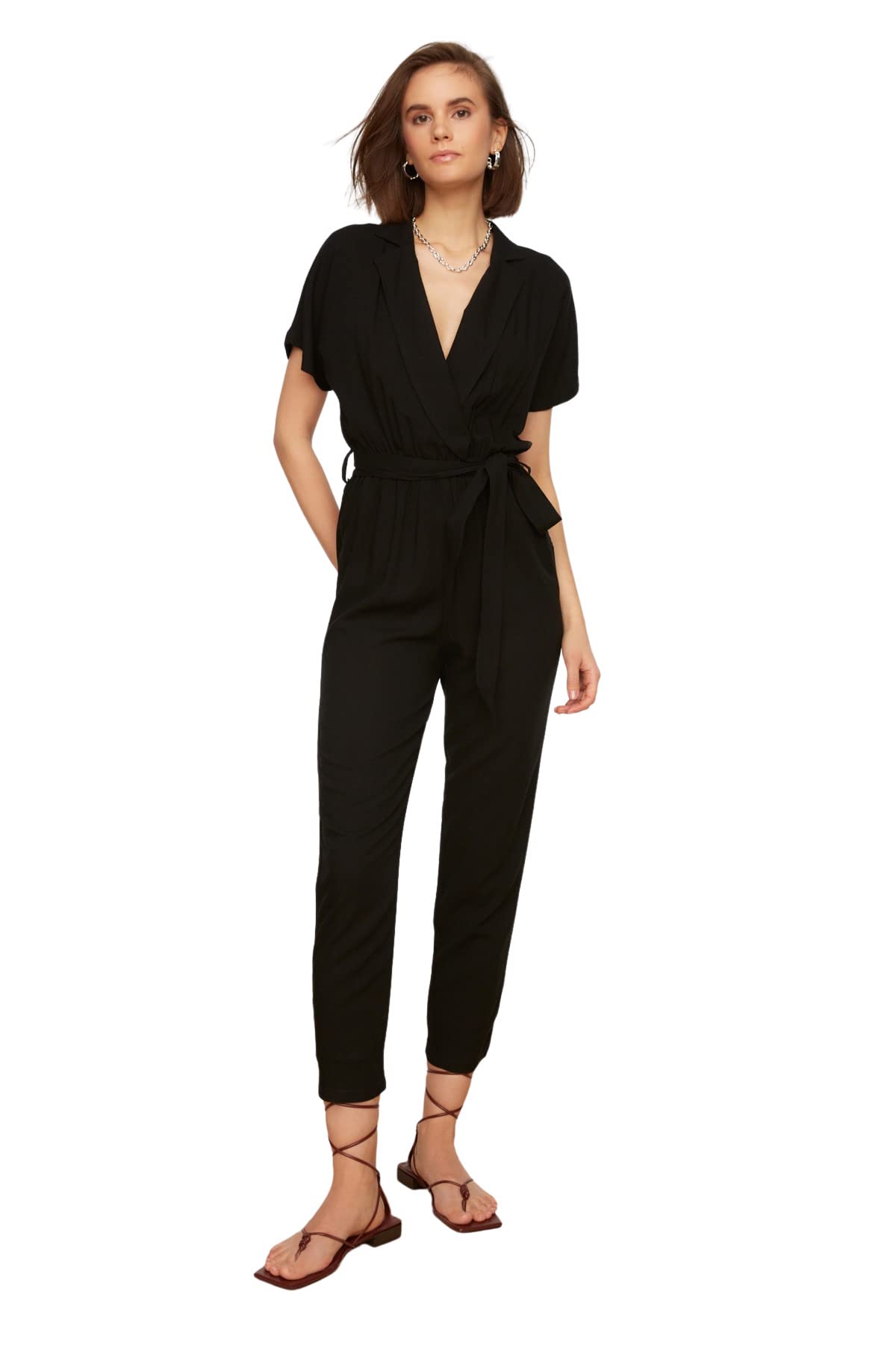 Trendyol Mono con cinturón, Negro, 36 para Mujer