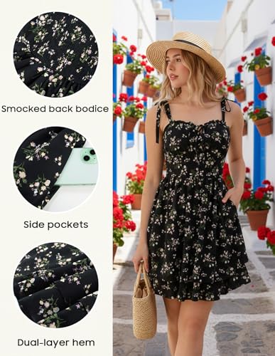 Image of Scarlet Darkness Floral Mini Dress for Women Corset Graduation Sundress