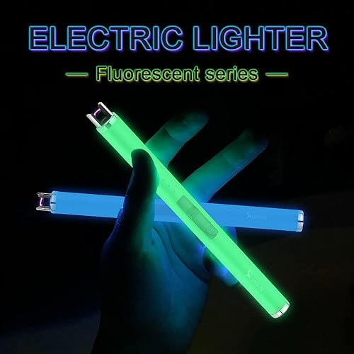 Miniatura 2 de SUPRUS Encendedor fluorescente que brilla en la oscuridad, encendedor USB, recargable, resistente al viento, tamaño de bolsillo para velas, cocinas,