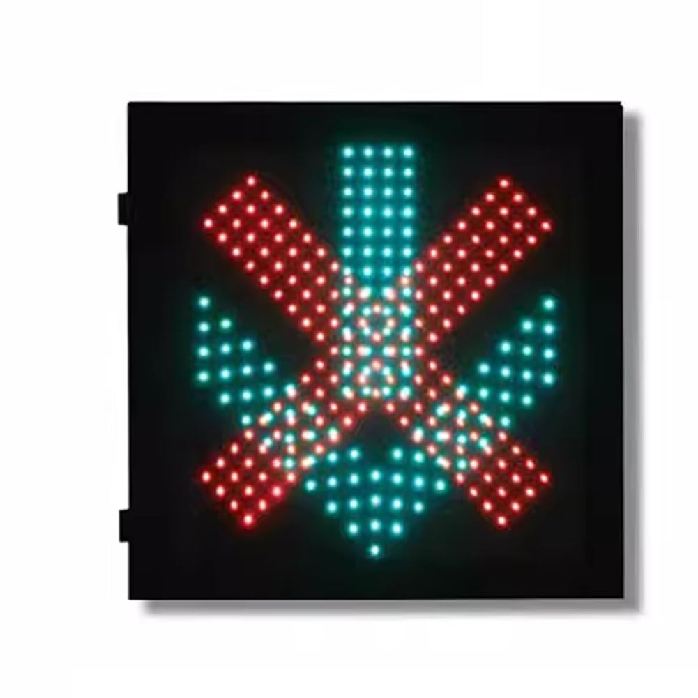 YushenFu Square LED Traffic Lights With Red X/Green Arrow Style, 16/24Inch Traffic Indicators Lights, Horizontal/Vertical Mounting Signal Light For Toll Station, Junctions(Size:24Inch,Color:85-265V)