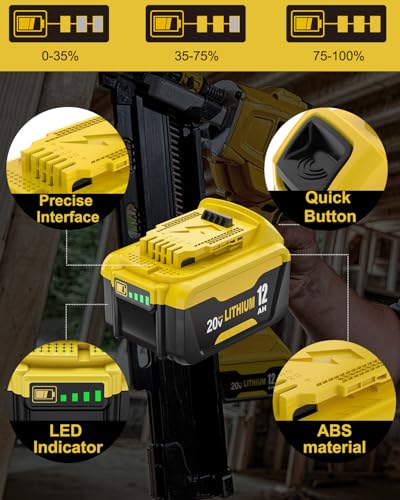 Image of 12Ah Lithium Ion Replacement for Dewalt 20V Max Battery High Capacity 4Pack