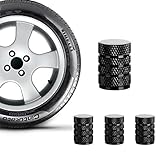Valve Caps Prevent Corrosion,Car Dust Caps,Carsemoo Universal Aluminum&Plastic Wheel Tire Air Caps Valve Stem Covers For Car/Motorcycle,Air Leakproof And Protection Your Valve Stem (Black 4 Pcs/Set)