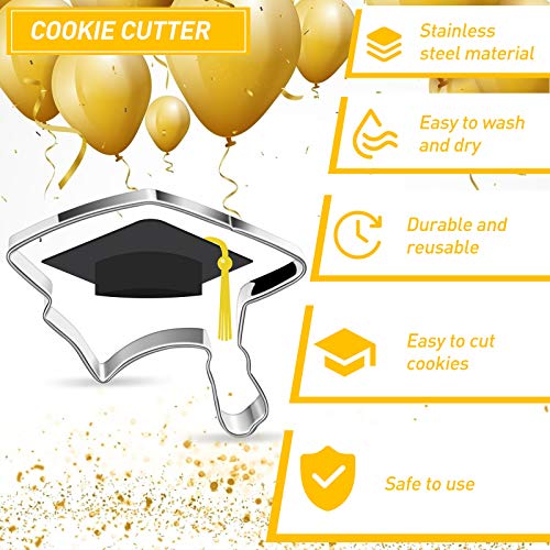 5 Pieces Graduation Cookie Cutter Set Stainless Steel Grad Cap Gown Diploma Biscuit Cutter Shooting Star Metal Fondant Mould Biscuit Cutter And 6 Pieces Sugar Stirring Pin #TOP2