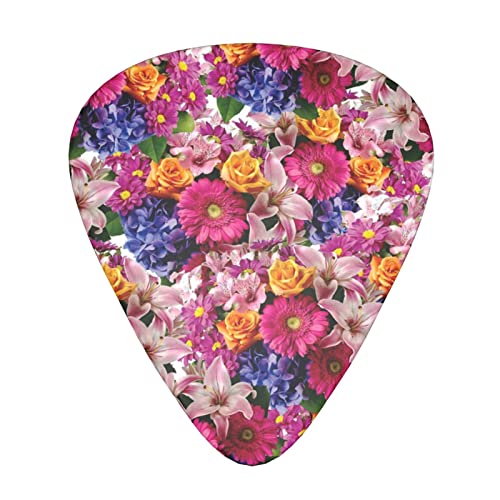 Ensemble de 12 médiators de guitare Blooming Flowers pour guitare acoustique, guitare électrique, contrebasse, ukulélé - Les Beatles, Paul McCartney, John Lennon, RIngo Starr, George Harrison Ensemble de 12 médiators de guitare Blooming Flowers pour guitare acoustique, guitare électrique, contrebasse, ukulélé