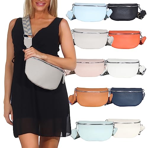 Bauchtasche Damen stylisch Umhängetasche Hüfttasche Bodybag Gürtel Crossbody Bag Schultertasche mit Verstellbaren Gurt 25 (Orange, M / 28 x 18 x 9 cm)