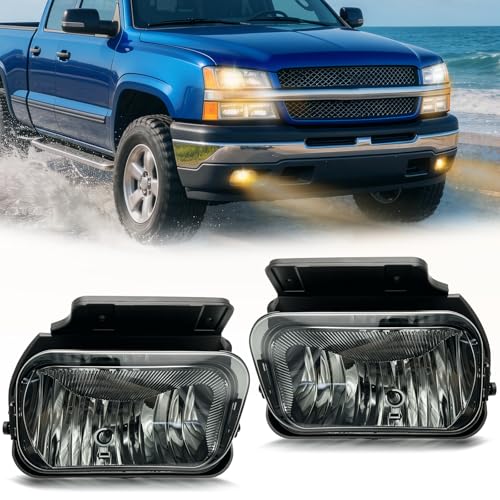 Fog Lights Compatible with 2003-2007 Chevy Silverado All Models / 2002-2006 Avalanche Fog Lamp 1 Pair Bumper Driving Fog lights(Smoked Lens)