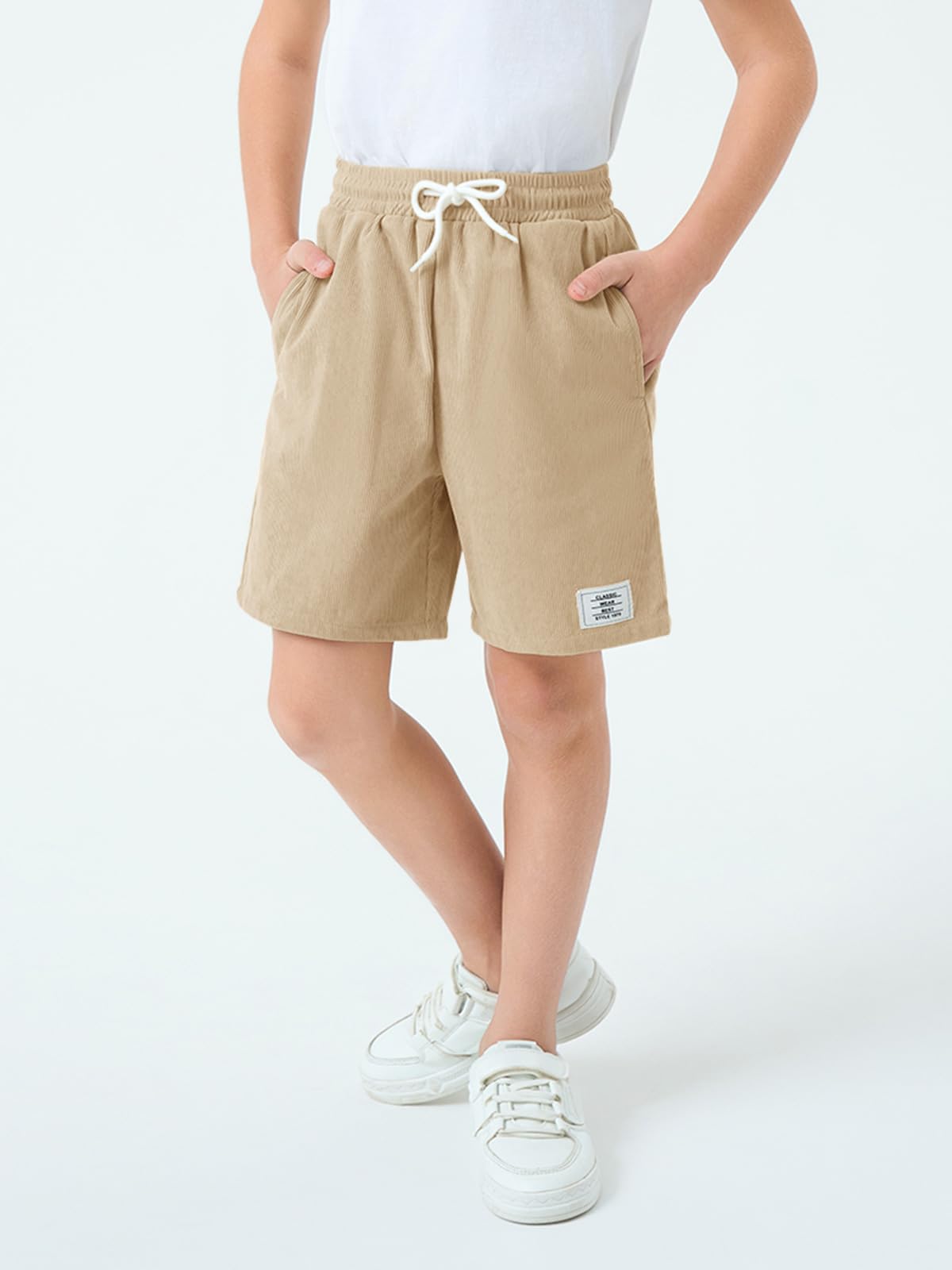 Haloumoning Pantalones cortos de verano para niño, elásticos, bermudas, elásticos, con cordón y bolsillos — view 2