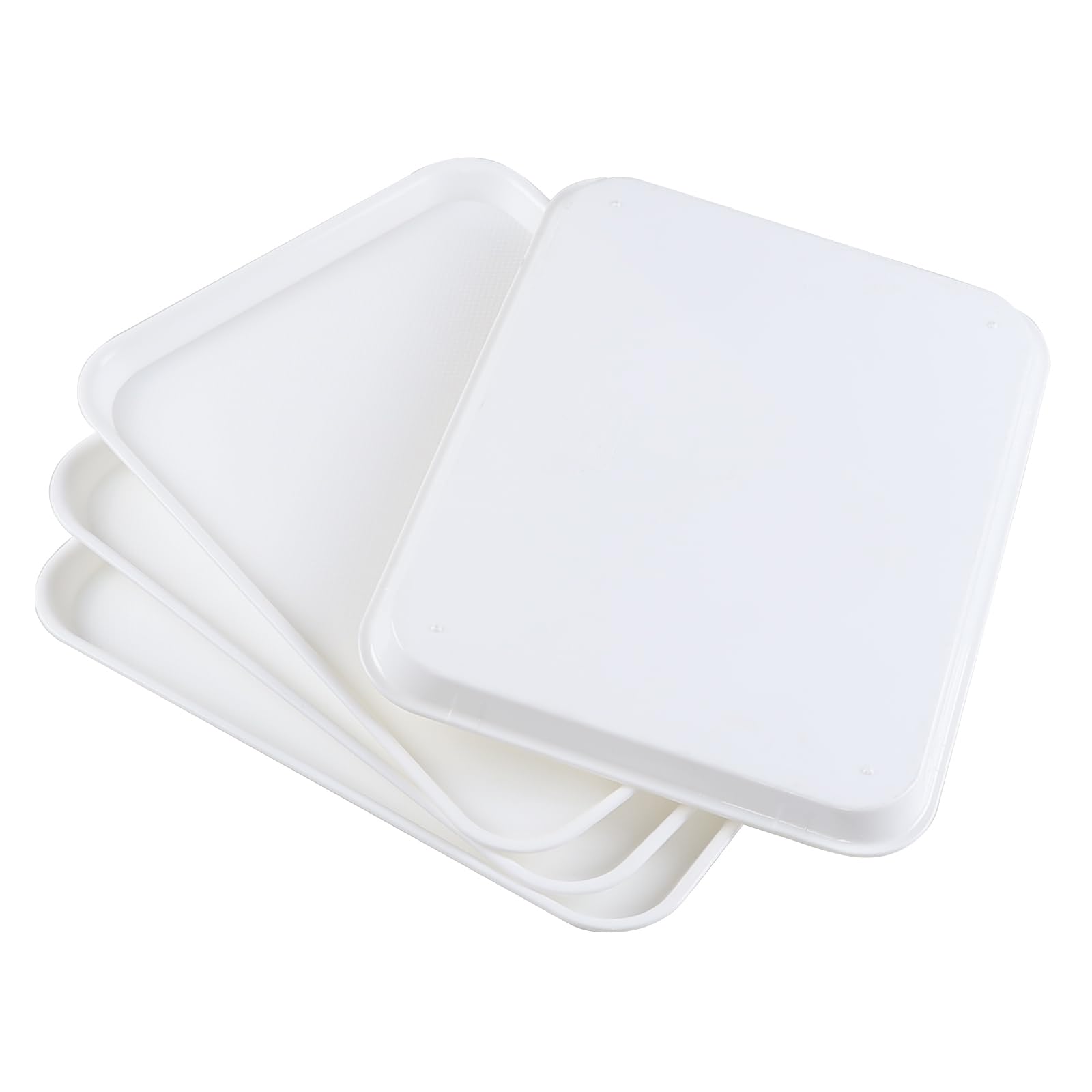 Asking 4 Packs Plastic Fast Food Serving Trays, Rectangular Fast Food Trays, White