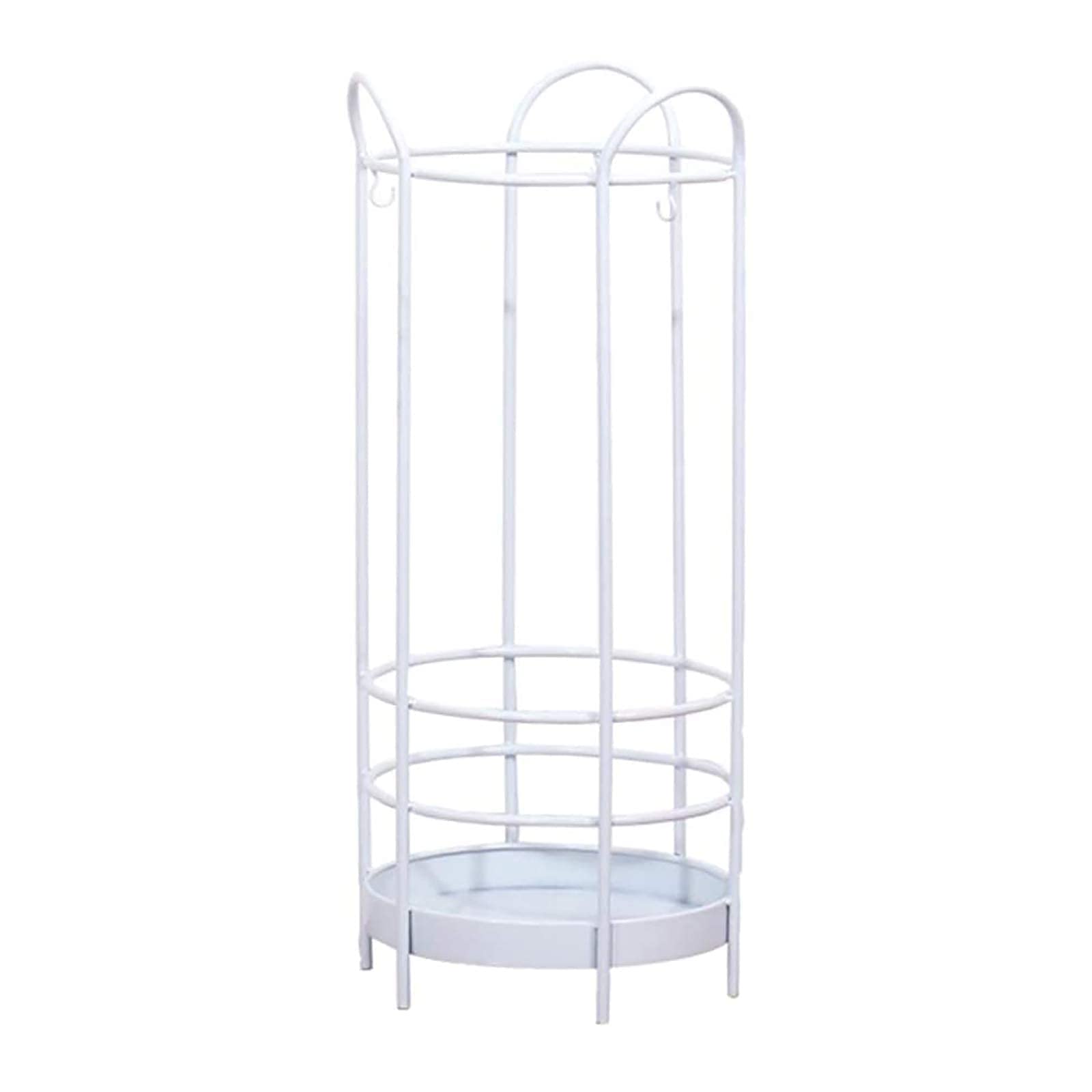 Porte-parapluies en métal blanc au design rond épuré avec collecteur d'eau
