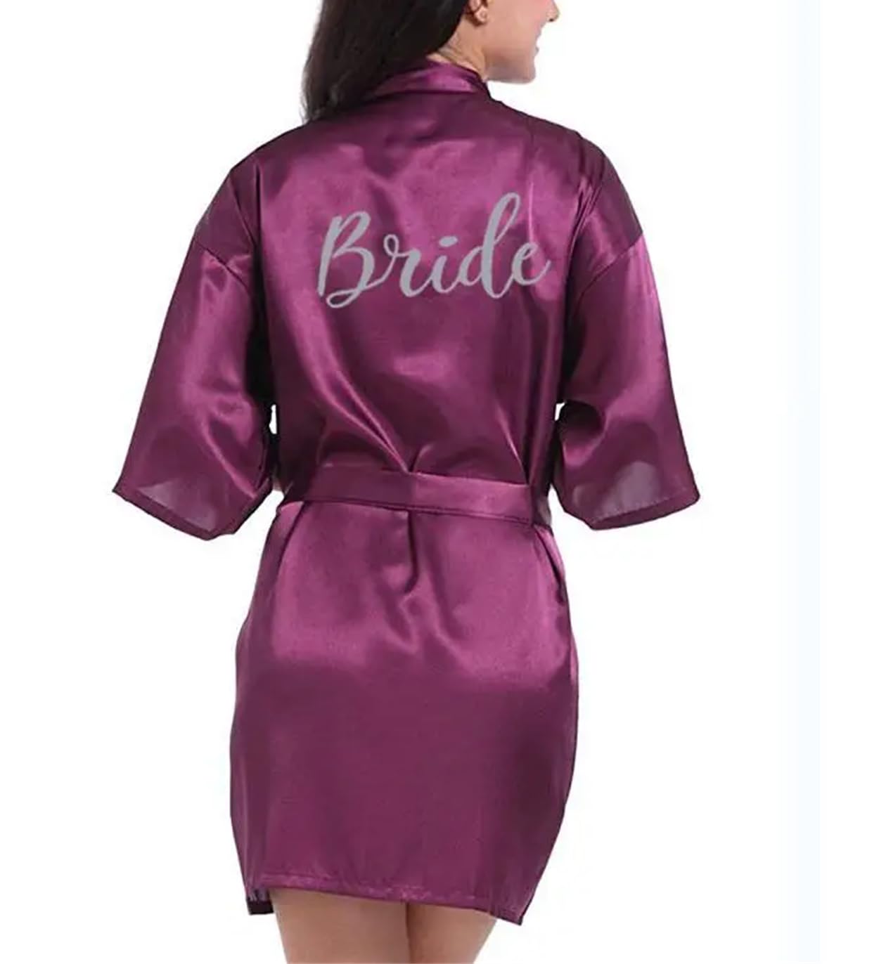 Yeuyyben Viola Robe Madre Dello Sposo Abiti Matrimonio Breve Sposa Kimono Damigella D'onore Raso Robe