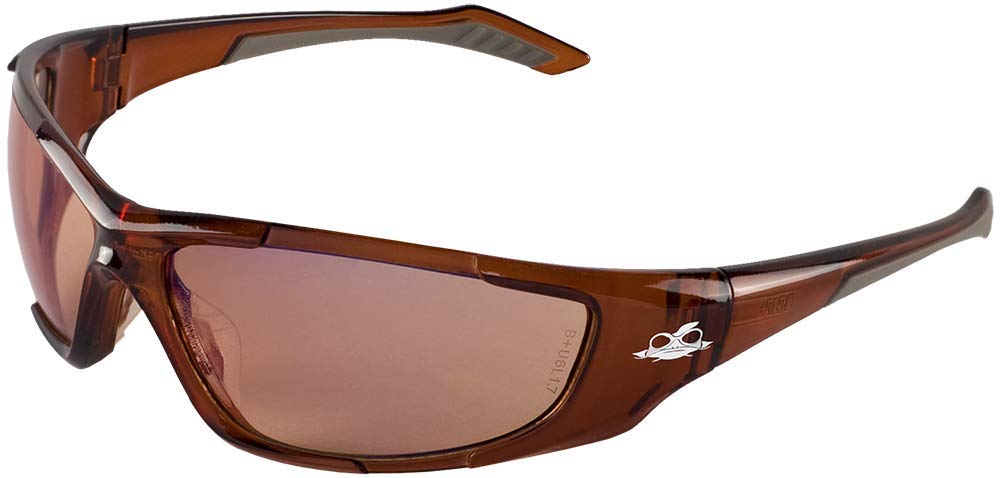 Bullhead Safety Eyewear BH12714 Javelin, Brown Frame, HD Copper Lens, Crystal TPR Nose Piece & Grey Temple