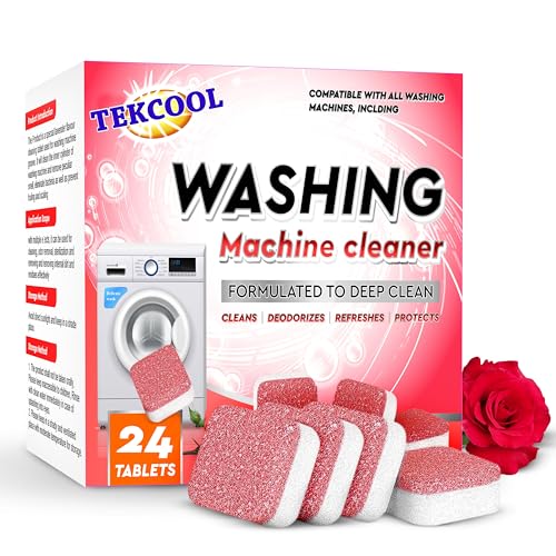 Image of TEKCOOL Washing Machine Cleaner Tablet Descaling Powder Tablets, Washing Machine deep Cleaner, Deep Cleaner Tablet All Company's Front and Top Load Machine (24 pcs) (Red Rose).