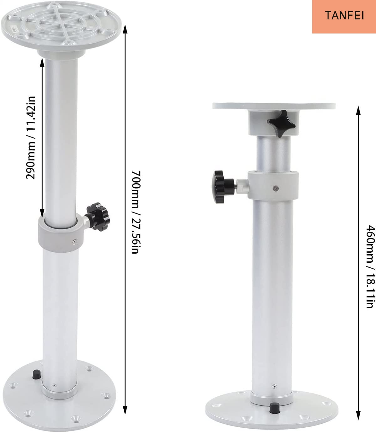 TANFEI Table Pedestal Leg, 360° Rotatable RV Table Base Stand Aluminum Alloy High Stability Multi Purpose Anodic Oxidation for Home for Camper for Boat