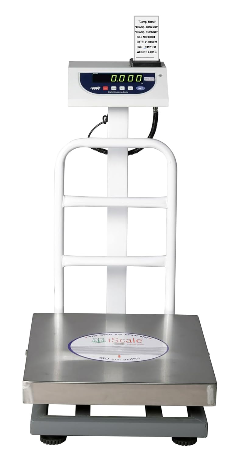 iScale P-50S: 50kg x 5g Commercial Scale with Weight Slip Printing by Built-in Thermal Printer, 350x350mm Stainless Steel Pan, Calibration Certificate Included-image-2