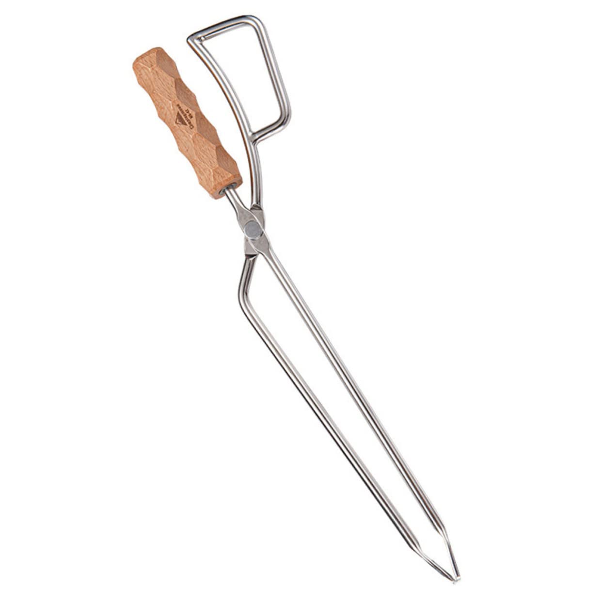 GALPADA Stainless Steel Charcoal Clip Practical Long Scalding Tongs for Barbecue Pits Durable Firewood Grabbing Tool with Wood Handle for Outdoor Cooking and Campfires