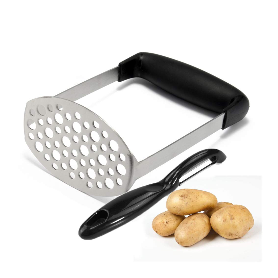NILICAN Stainless Steel Light Portable with Potato Masher, Fine Mesh, Kitchen, Garlic Press Potato Potato Sweet Potato Anti-Slip Handle Potato Ricer (Small)