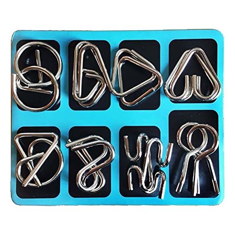 Joyeee 8-Piece Metal Wire Puzzles Magic Metal Brain Teaser Puzzle Set #1 - Perfect Classic Educational Intelligence Toy for Adults and Kids Cover
