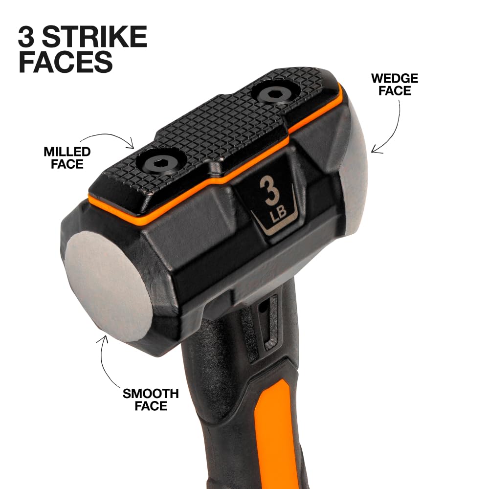 Klein Tools H80603 Mazza da 1,4 kg con manico in fibra di vetro, design resistente agli urti per colpire e demolire, include foro per cordino
