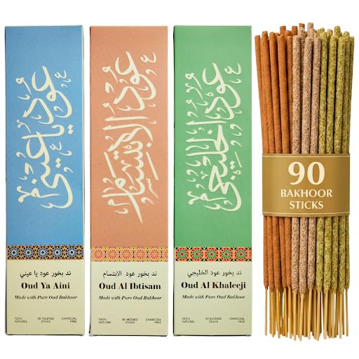 Arabian Oud Incense Sticks by Dukhni| 90 Charcoal Free bakhoor Sticks