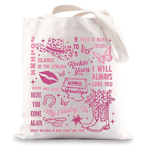 BWWKTOP Country Song Canvas Tote Bag - Music Lover Gift, Album Shoulder Bag, Festival Merchandise