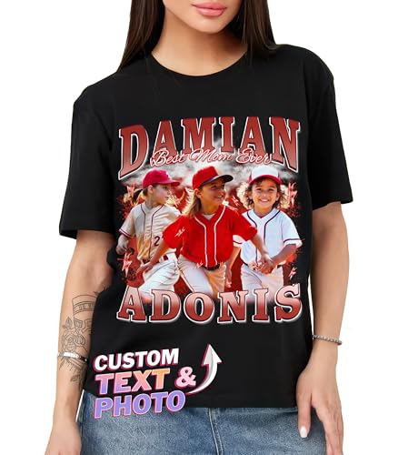 Tehg & Tuhg Custom T Shirts with Text & Picture,Vintage Bootleg Rap Tee for Boyfriend Girlfriend,Gift on Birthday Anniversary