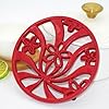 Vintage Cast Iron Trivet Heat Resistant Metal Trivet for Hot Dishes Pots Pans with Daffodil Pattern for Tabletop Protection Red