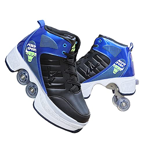 Roller Skates/2 in 1Multifunctional Roller Skates Shoese/Deformation Invisible Roller Skate Automatic Walking Shoes.Suitable for Outdoor Sports Roller Skates for Boys, Girls and Adults