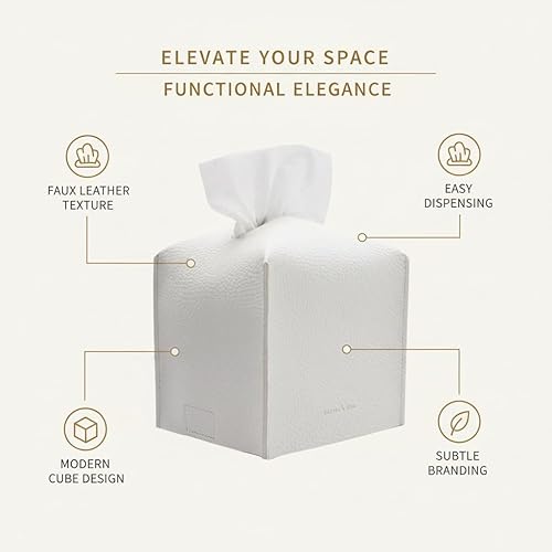 Miniatura 3 de Carrot's Den - Funda para caja de pañuelos, cuadrado con cinturón inferior, organizador decorativo de piel sintética para mesa, baño, automóvil,