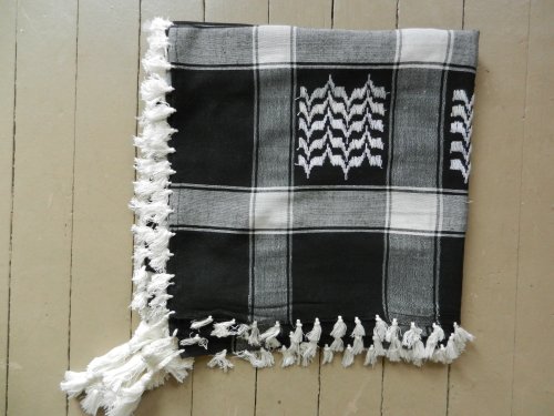 Black Arab Shemagh Head Scarf Neck Wrap Authentic Cotton Palestine Arafat BK-WT2